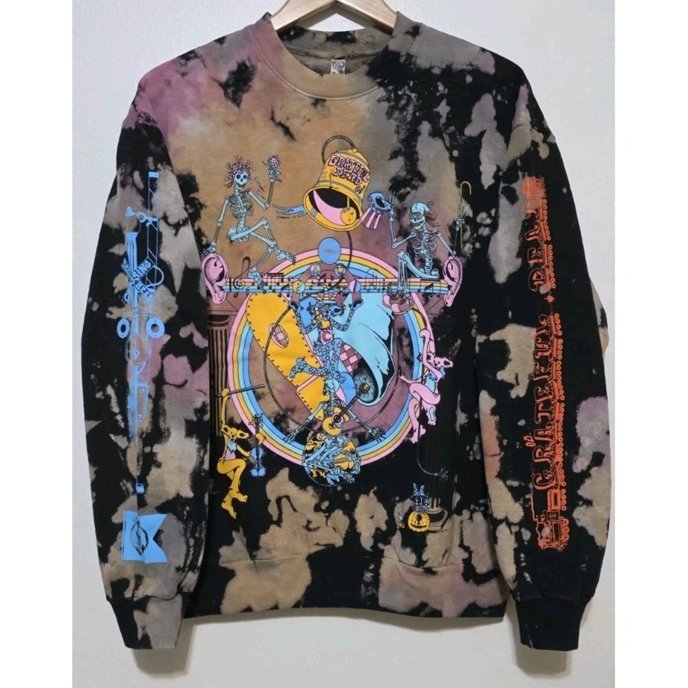 Los Angeles Apparel Pullover Sweatshirt‎ Grateful Dead Tie Dye Neon Retro Trippy